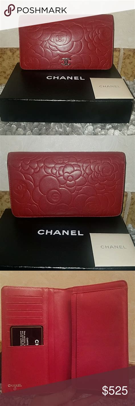 chanel camellia wallet red